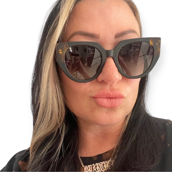 DIFF Ivy Sunglasses Polarized Matte Black Tortoise Frame Grey Gradient Lens NIB main image 12
